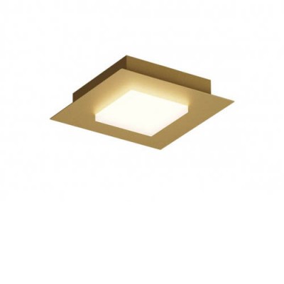 EXTURA SQ 28W CCT Stropní svítidlo, těleso kov, povrch zlatá mat, dif plast opál, LED 28W, 3200lm, přepín. CCT teplota teplá 3000K/neutr 4000K/denní 6500K, Ra80, 230V, IP20, tř.2, rozměry 350x350x50mm.