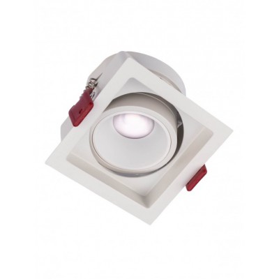DENKO BI SQ 12W Stropní podhledové bodové svítidlo, výklopné +-45°, těleso hliník, povrch bílá, LED 12W, neutrální 4000K, 1100lm, vyzař. úhel 38°, Ra95, 230V, IP20, tř.1, rozměry 84x84x67mm.
