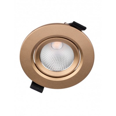 VERDIO BI 10W Stropní podhledové bodové svítidlo, výklopné +-45°, těleso hliník, povrch zlatá mat, LED 10W, 1150lm, teplá 3000K, vyzař. úhel 36°, Ra95, 230V, IP20, tř.2, rozměry d=105mm, h=51mm.
