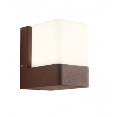 OVINUS 9,4W, IP44 Nástěnné venkovní svítidlo, těleso hliník, povrch hnědá, difuzor plast opál, LED 9,4W, teplá 3000K, 675lm, 230V, IP44, tř.1, rozměry 80x117x110mm.
