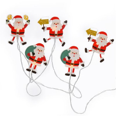 SL SANTA 6LED Vánoční řetěz 6x LED, santa, rozměr 8cm, teplá, délka svítící části 1,2m, svítí stále, napájení 2xAA baterie, IP20, transparentní kabel, s přísavkami