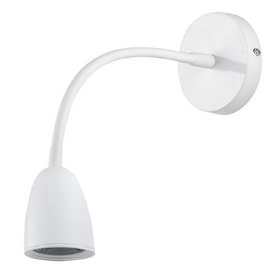 MOLY WL 4W Nástěnné svítidlo, těleso plast bílá, flexi rameno, LED 4W, 280lm, teplá 3000K, stmívání 3 stupňové, 230V, IP20, rozměry základna 120x300x75mm, vypínač na kabelu.