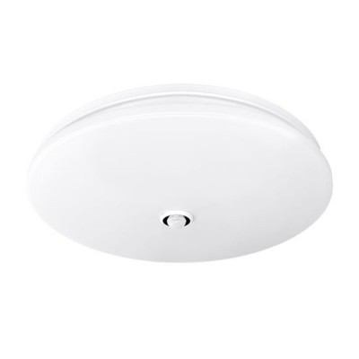 LUKS 18W PIR Stropní svítidlo, PIR senzor pohybu, dosah 6m, záběr 110°, čas 15s,45s,5min, základna kov, povrch bílá, difuzor plast opál, LED 18W, 1260lm, teplá 3000K, 230V, IP20, tř.1, rozměry d=330mm, h=60mm.