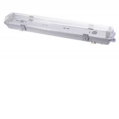 FORFEX 2x120 G13, IP65 Průmyslové svítidlo prachotěsné, těleso plast bílá, kryt plast čirý, pro 2x LED zářivky T8/G13,  l=1200mm, 230V, IP65, rozměry 1265x105x85mm, LED trubice SAMOSTATNĚ, jednostranné zapojení
