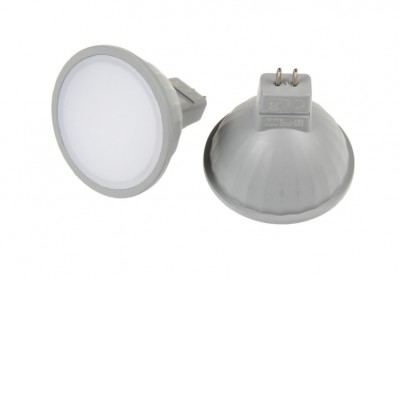 LED žárovka GU5,3 3,5W LED žárovka bodová, těleso plast šedá, difuzor plast opál, LED 3,5W, 270lm, neutrální 4000K, GU5,3, MR16, vyzař. úhel 100°, Ra80, 12V, rozměry d=50mm, h=48mm