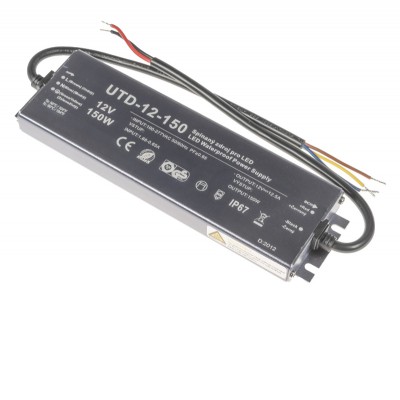 LED zdroj 12V 150W Napájecí zdroj pro LED pásky, vstup 230V, výstup 12V, 150W, IP67, rozměry 		202×60×19mm, ochrana proti přehřátí, zkratu a přetížení.