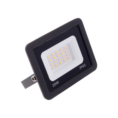 INDO LED 20W, IP65 Venkovní svítidlo, reflektor plochý, nastav. směr svícení, těleso kov, povrch černá, krycí sklo čiré, LED 20W, denní 6500K, 2000lm, Ra80, 230V, IP65, rozměry 120x95x22mm.