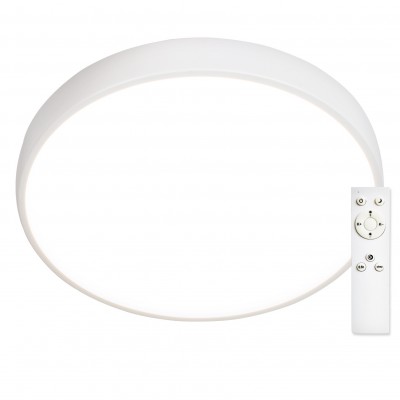 LUCKEST PL CCT 51W Stropní svítidlo, těleso kov, bílá, dif plast opál, LED 51W, 5100lm, dálk ovladačem (včetně) stmívatelné, nast teplota CCT teplá 3000K, denní 6500K, Ra80, 230V, IP20, rozměry d=400mm, h=50mm.