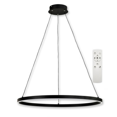 ENY 30W CCT Závěsné svítidlo, kov, bílá, černá, difuzor plast opál, LED 30W, 3000lm, dálkovým ovladačem stmívatelné 10-100%, nastavitelná teplota CCT teplá 3000K - denní 6500K, Ra80, 230V, IP20, d=700mm, lankový závěs h=1200mm lze zkráti