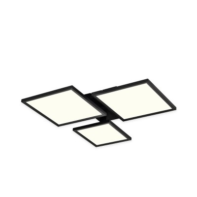 POPIA SQ 50W, CCT Stropní svítidlo, těleso kov, povrch černá, dif plast opál, LED 50W, CCT nastav teplota teplá 3000K-denní 6500K, 5000lm, dálk ovl. stmív., 230V, IP20, rozměry 600x600x100mm.