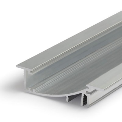 WAKE PROFIL 53x13,5mm Vestavný zápustný profil, materiál hliník, povrch surový, maximální šířka LED pásků w=8mm, boční úchyt LED pásků, rozměry 53x13,5mm, l=2000mm, svítí nahoru, nebo dolů