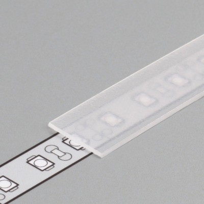 DNJ 12,4x0,8mm Nasouvací difuzor k profilu pro LED pásky, materiál polykarbonát PC/PP, povrch transparentní, propustnost 90%, rozměry 12,4x0,8mm, l=2000mm