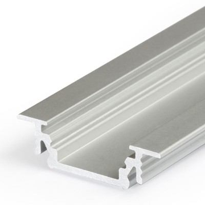 GLAUX PROFIL 24x7mm Vestavný, profil pro LED pásky, materiál hliník, povrch elox šedostříbrný mat, max šířka LED pásků w=10mm, rozměry 24x7mm, l=4000mm