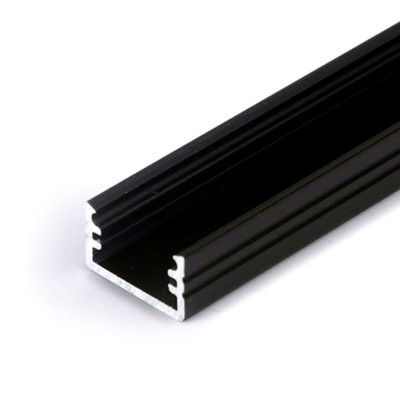 BORAGO PROFIL 12,2x7mm Přisazený profil pro LED pásky, materiál hliník, povrch černý, max šířka LED pásků w=8mm, rozměry 12,2x7mm, l=2000mm