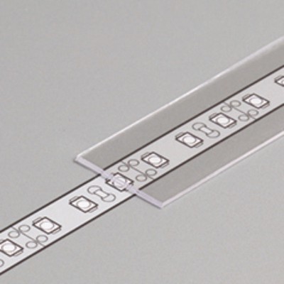 DNE 19,2x0,8mm VÝPRODEJ Nasouvací difuzor k profilu pro LED pásky, materiál polykarbonát PC/PP, povrch čirá, propustnost 93%, rozměry 19,2x0,8mm, l=2000mm