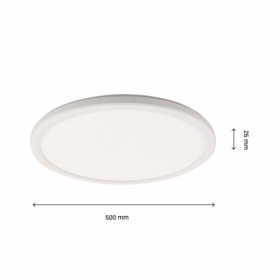 DISKON LED 36W, 48W Stropní, nebo závěsné svítidlo, těleso plast bílá, difuzor plast opál, LED 48W, 4800lm, přepínatelná teplota CCT teplá 3000K, neutrální 4000K, denní 6000K, Ra80, 230V, IP20, rozměry d=500mm, h=26mm